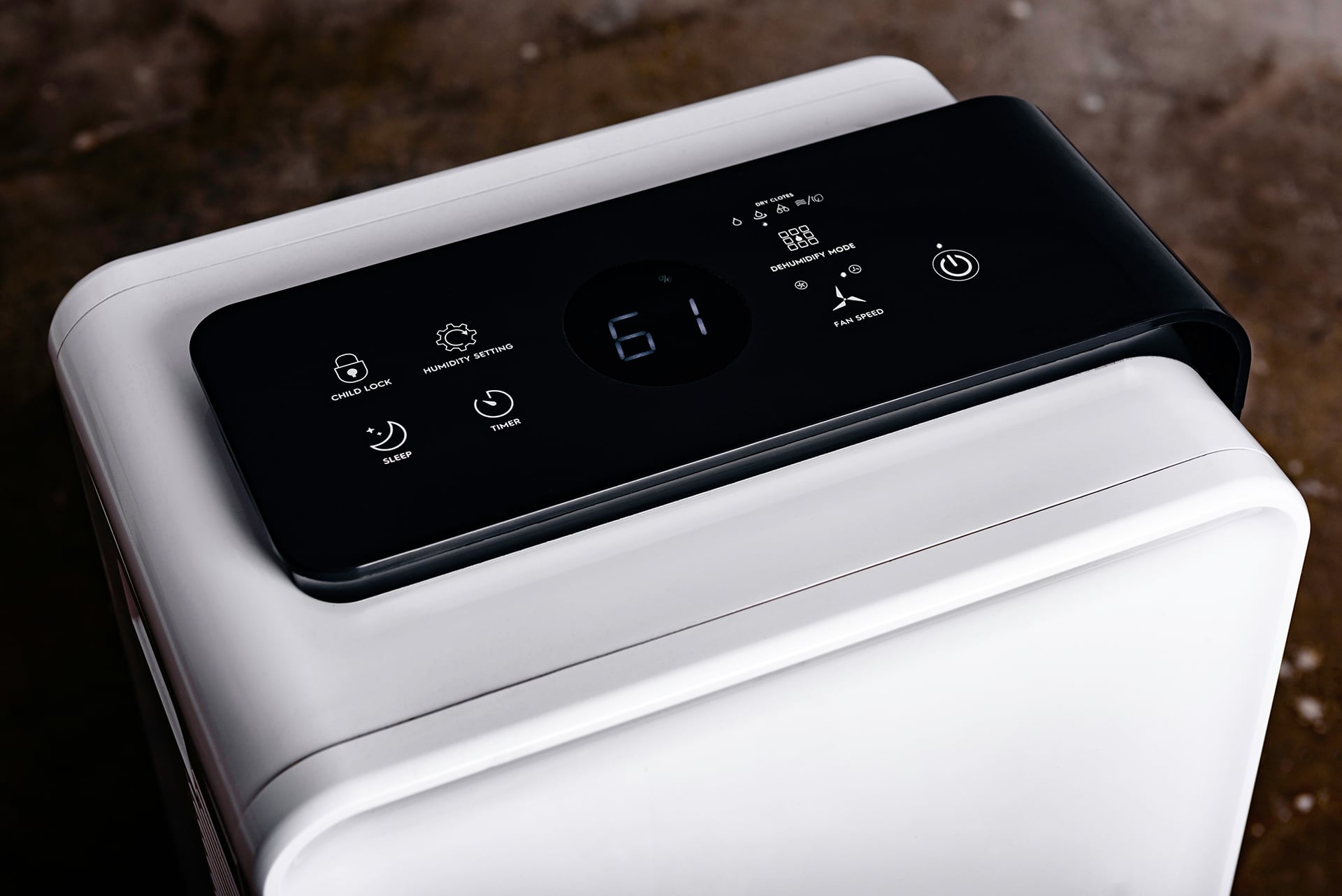 Air purifier control panel with settings and display