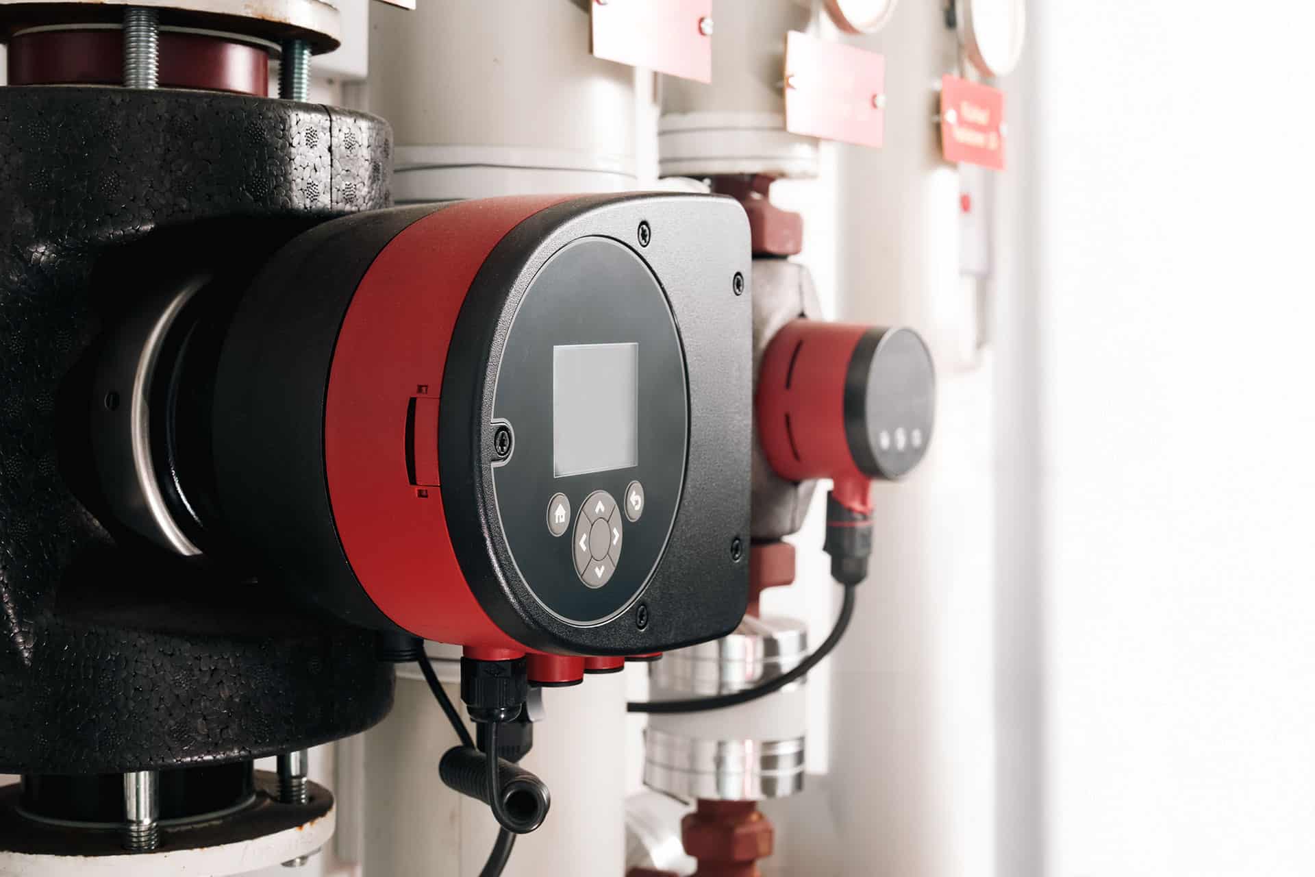 Industrial water pump system close-up